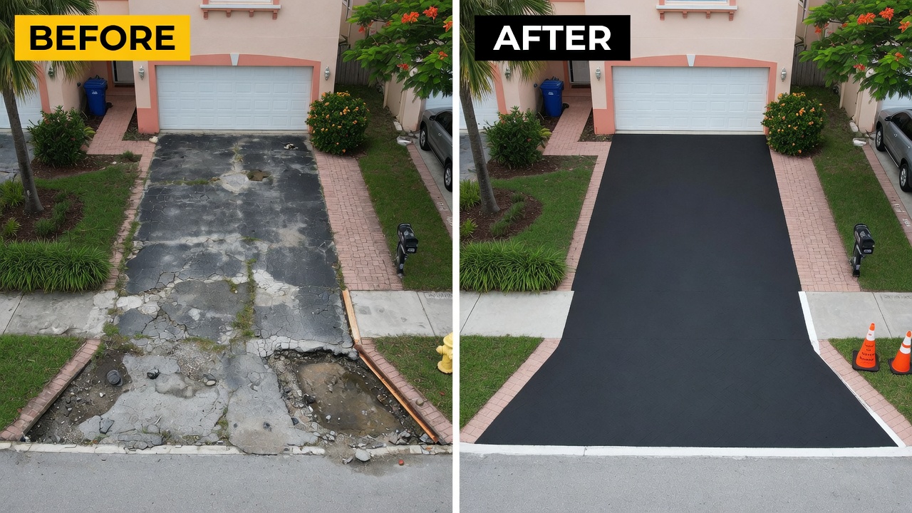 Professional asphalt paving installation in South Florida — Nest Concrete project
