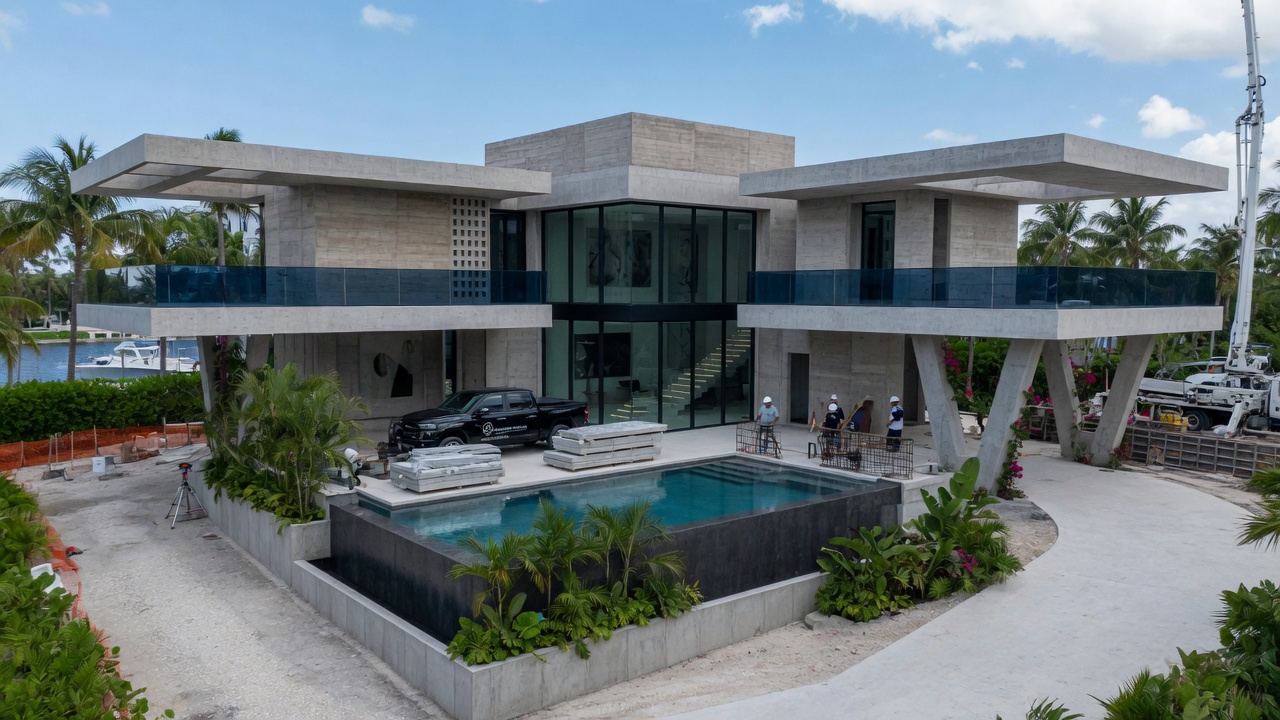 South Florida luxury residence concrete shell construction